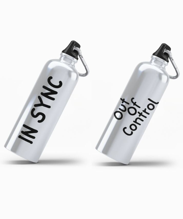 Couple Hood “In Sync / Out of Control” Couple Matching Sipper Bottle Set (Pack of 2)