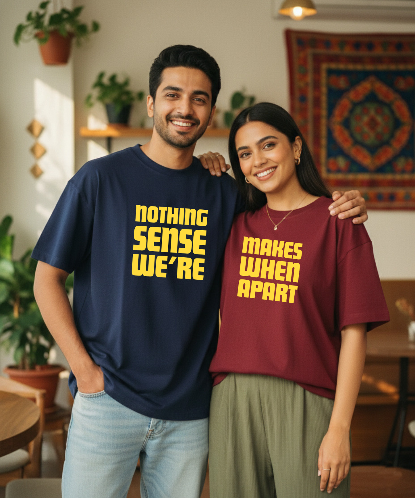Nothing Makes Sense When We're Apart – Couple Oversized Fit T-shirts (Set of 2)