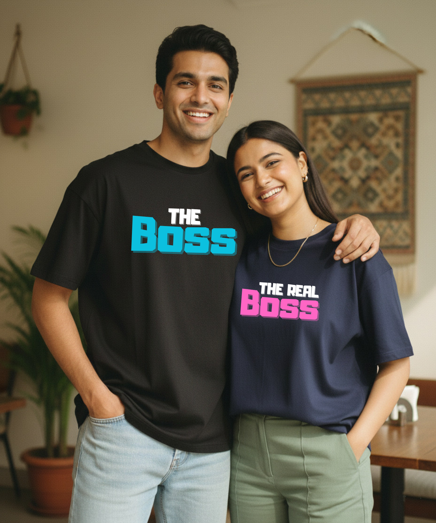 The Boss / The Real Boss – Couple Oversized Fit T-shirts (Set of 2)