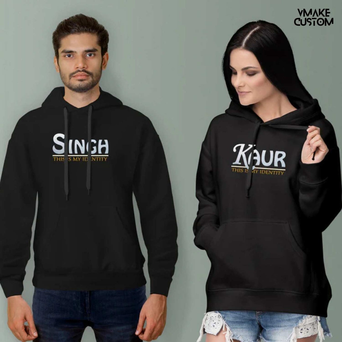 black couple hoodies for singh and kaur