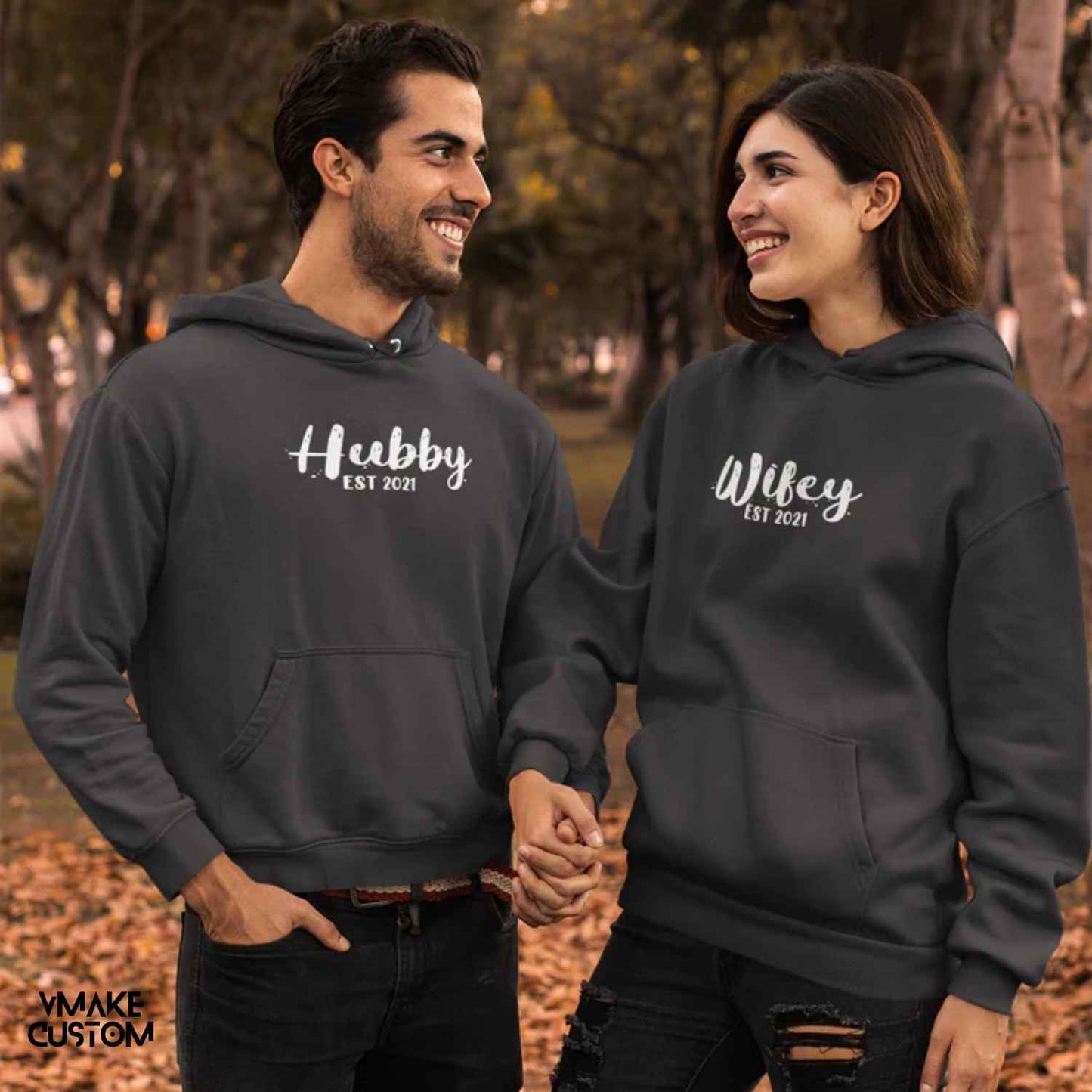 Hubby Wifey Est 2025 Hoodies for Couple