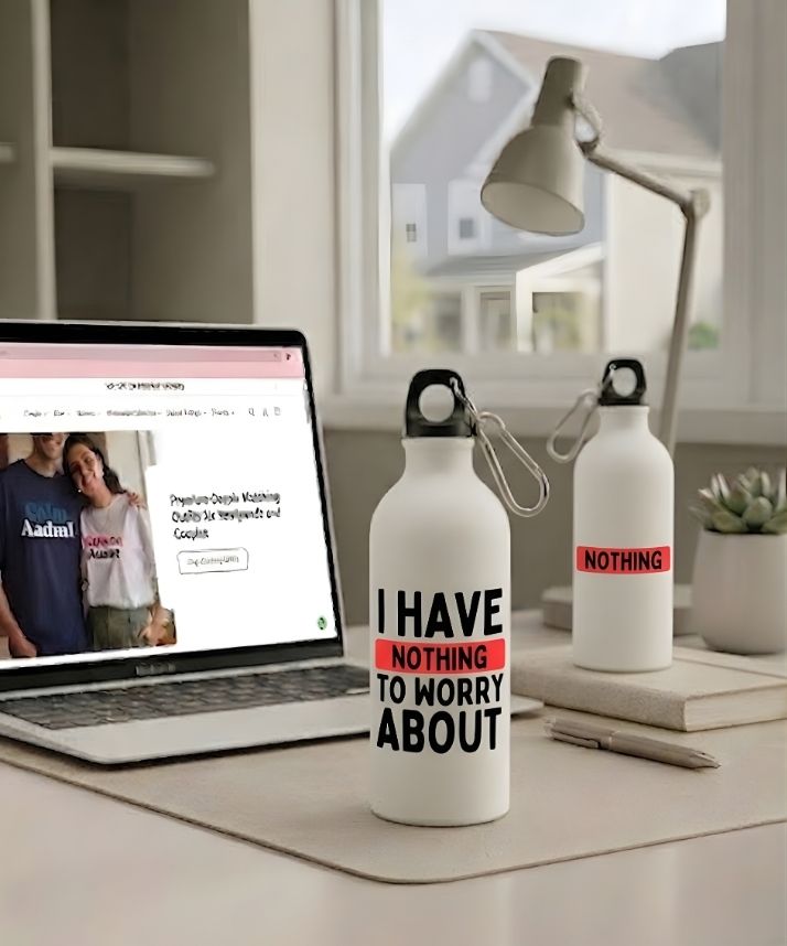 Couple Hood “I Have Nothing To Worry About / Nothing” Couple Matching Sipper Bottle Set (Pack of 2)