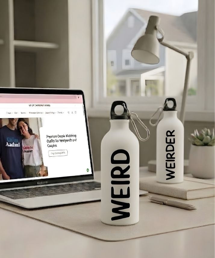 Couple Hood “Weird / Weirder” Couple Matching Sipper Bottle Set (Pack of 2)
