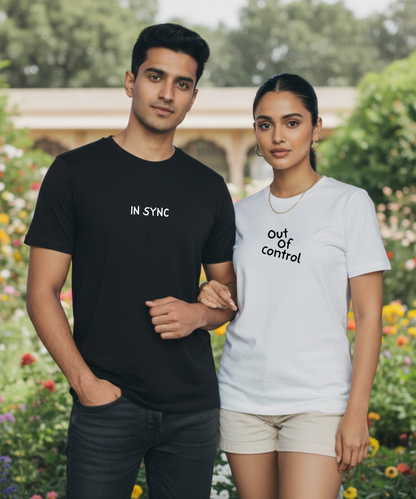 In Sync / Out of Control – Couple Regular Fit T-shirts (Set of 2)