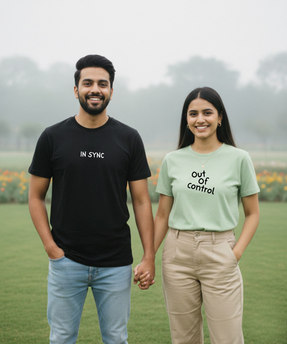 In Sync / Out of Control – Couple Regular Fit T-shirts (Set of 2)