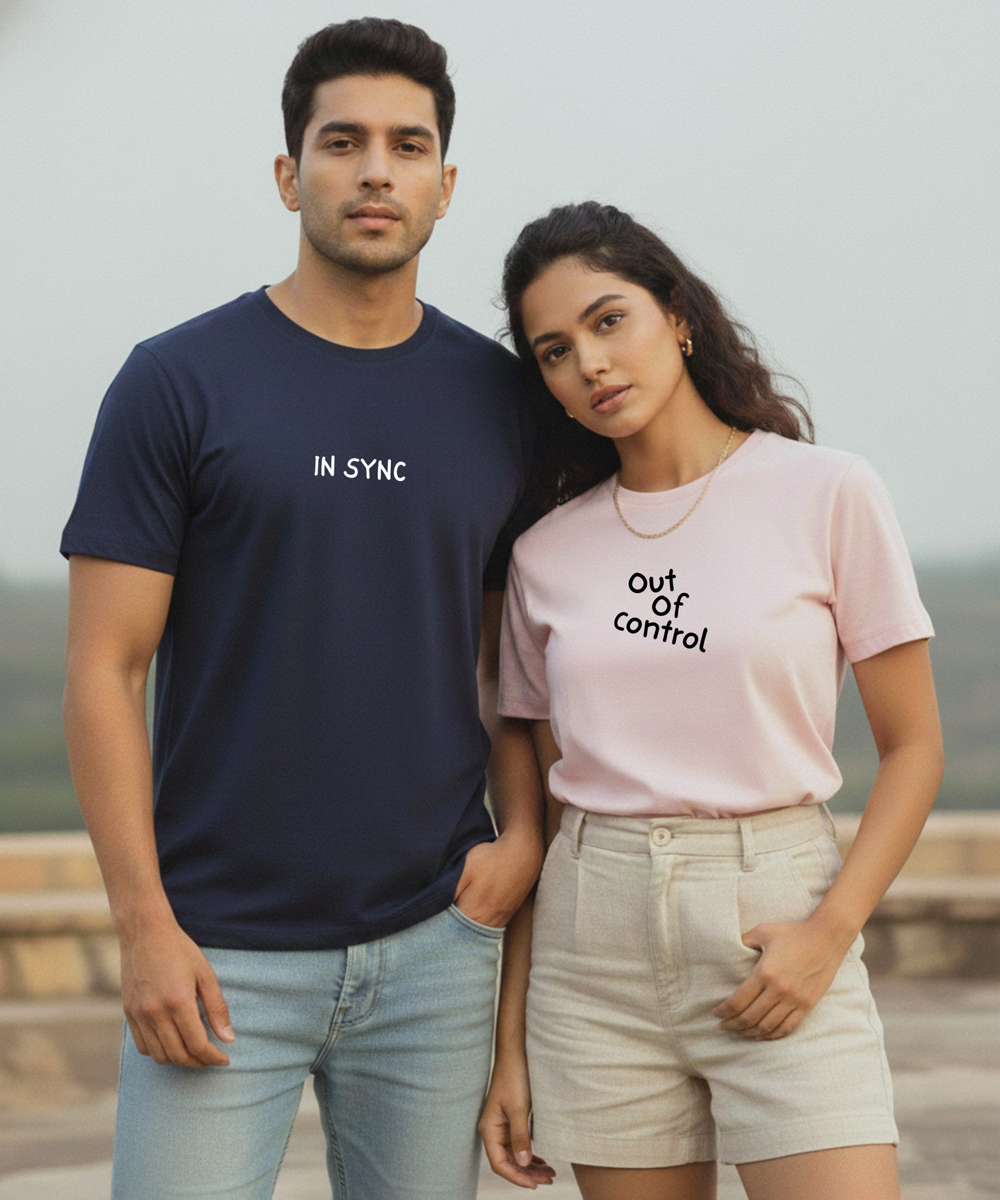 In Sync / Out of Control – Couple Regular Fit T-shirts (Set of 2)