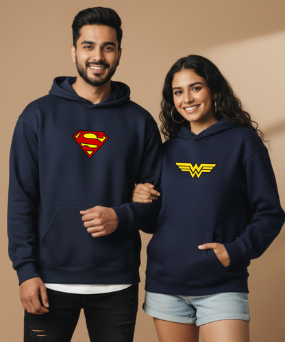 Superman / Wonder Woman – Couple Oversized Hoodies (Set of 2) | Premium 400 GSM