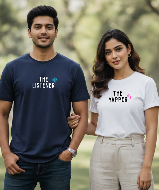 The Listener / The Yapper - Couple Regular Fit T-shirts (Set of 2)