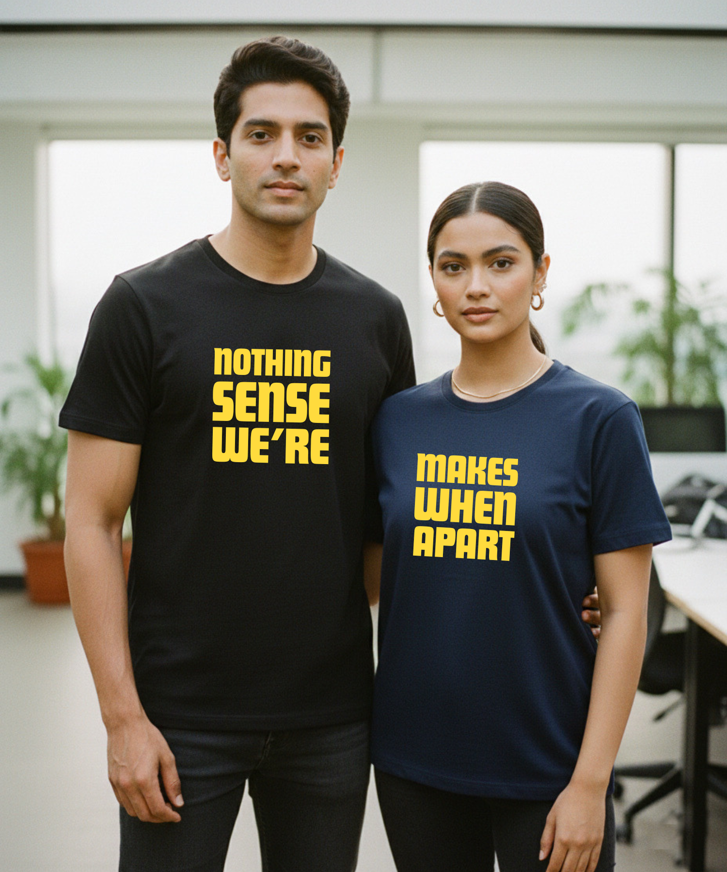 Nothing Makes Sense When We're Apart – Couple Regular Fit T-shirts (Set of 2)