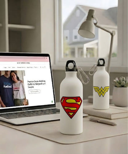 Couple Hood “Superman / Wonder Woman” Couple Matching Sipper Bottle Set (Pack of 2)