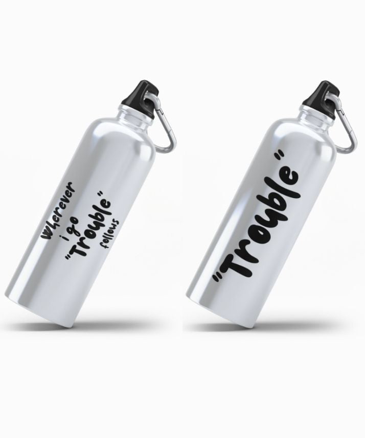 Couple Hood “Wherever I Go Trouble Follows / Trouble” Matching Sipper Bottle Set (Pack of 2