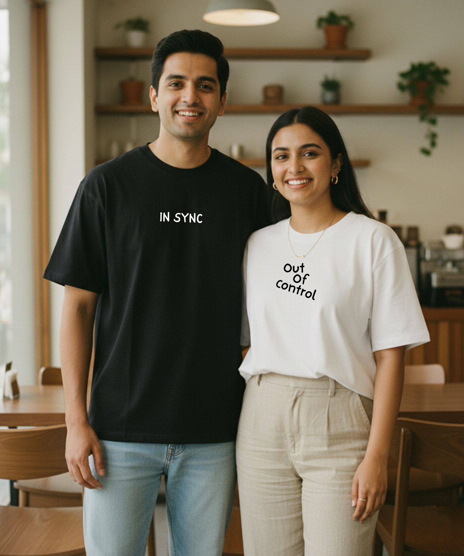 In Sync / Out of Control – Couple Oversized Fit T-shirts (Set of 2)