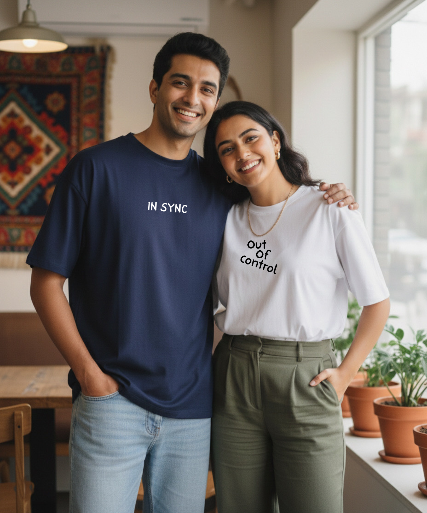 In Sync / Out of Control – Couple Oversized Fit T-shirts (Set of 2)