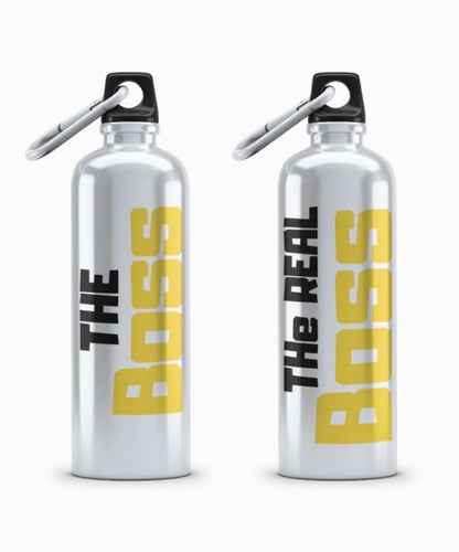 Couple Hood “The Boss / The Real Boss” Yellow Edition Couple Matching Sipper Bottle Set (Pack of 2)