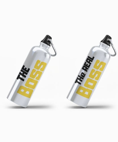 Couple Hood “The Boss / The Real Boss” Yellow Edition Couple Matching Sipper Bottle Set (Pack of 2)