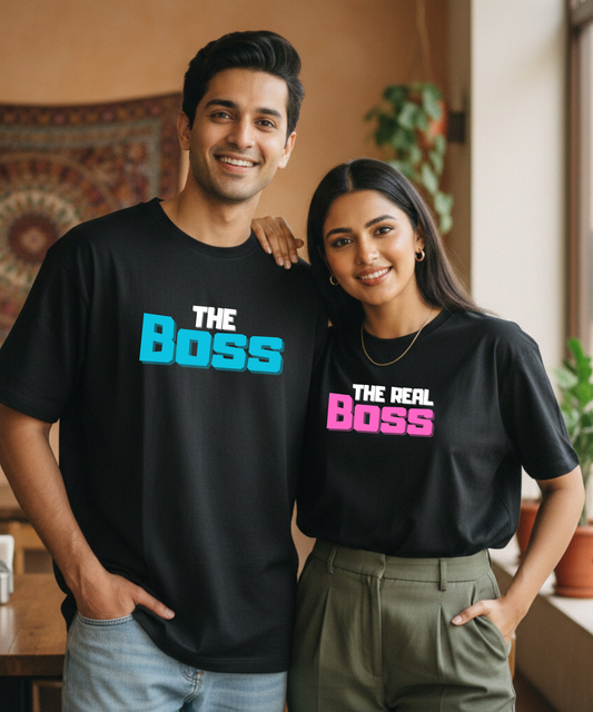 The Boss / The Real Boss – Couple Oversized Fit T-shirts (Set of 2)