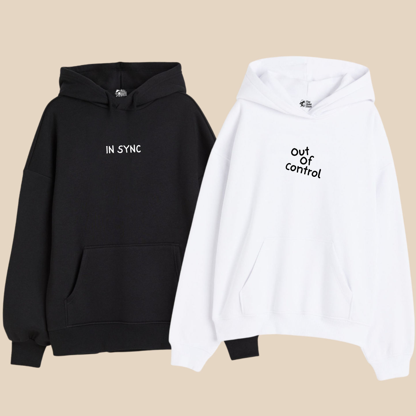 In Sync / Out of Control – Couple Oversized Hoodies (Set of 2) | Premium 400 GSM