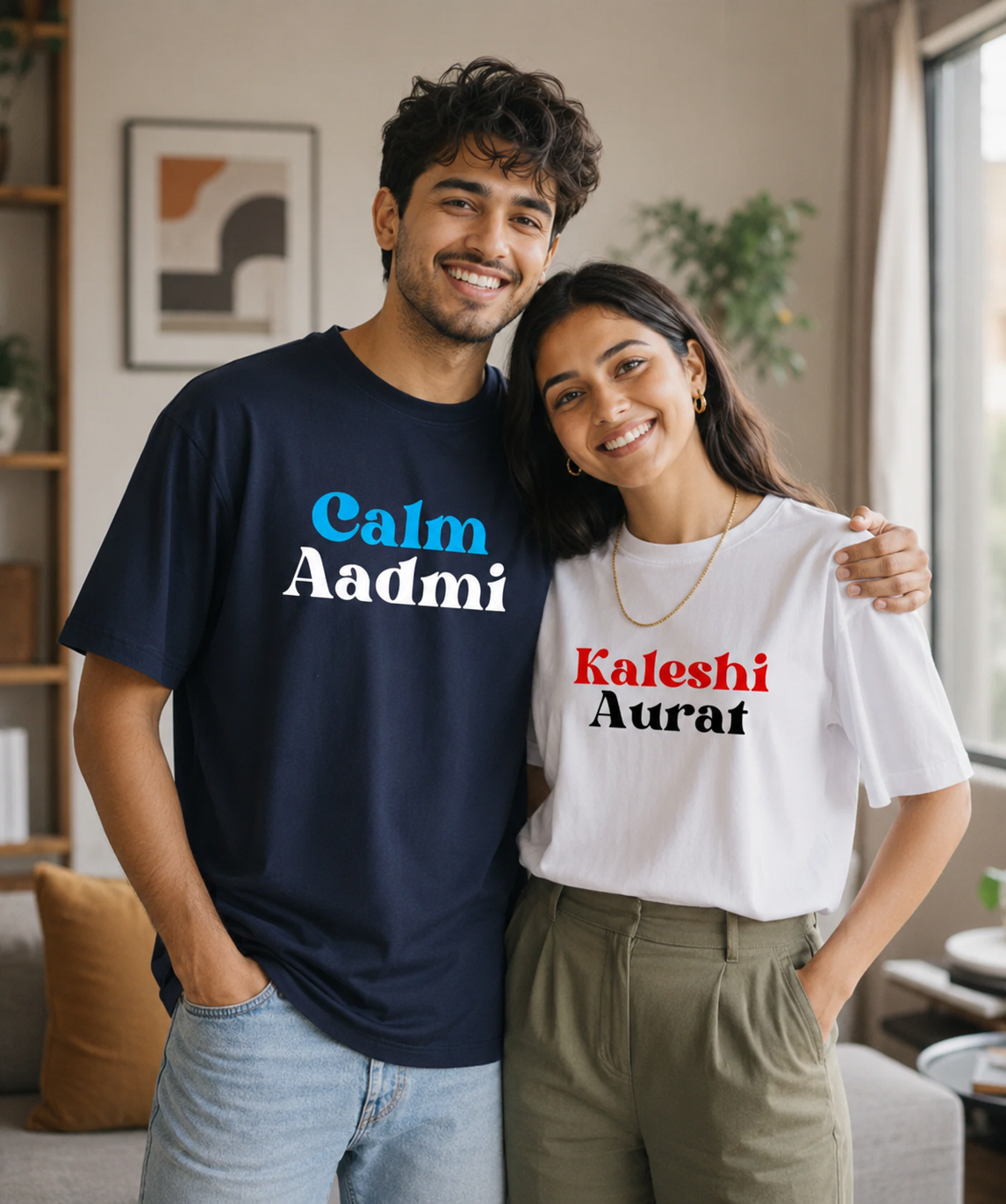 Calm Aadmi / Kaleshi Aurat – Couple Oversized Fit T-shirts (Set of 2)
