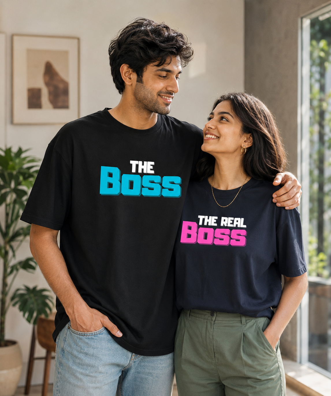 The Boss / The Real Boss – Couple Oversized Fit T-shirts (Set of 2)