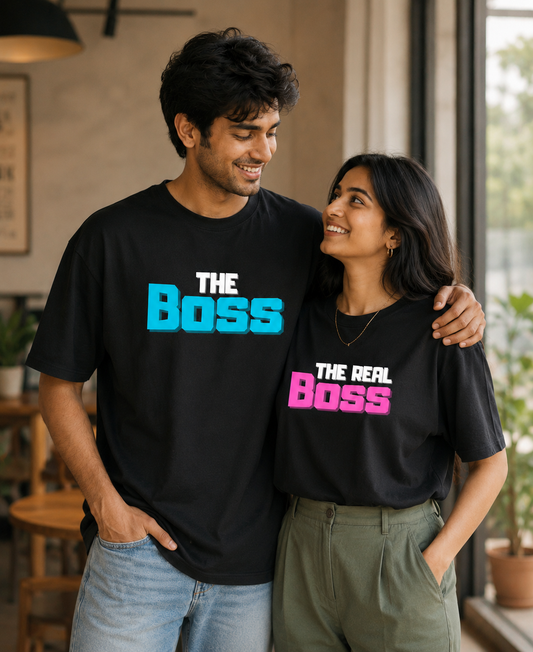 The Boss / The Real Boss – Couple Oversized Fit T-shirts (Set of 2)