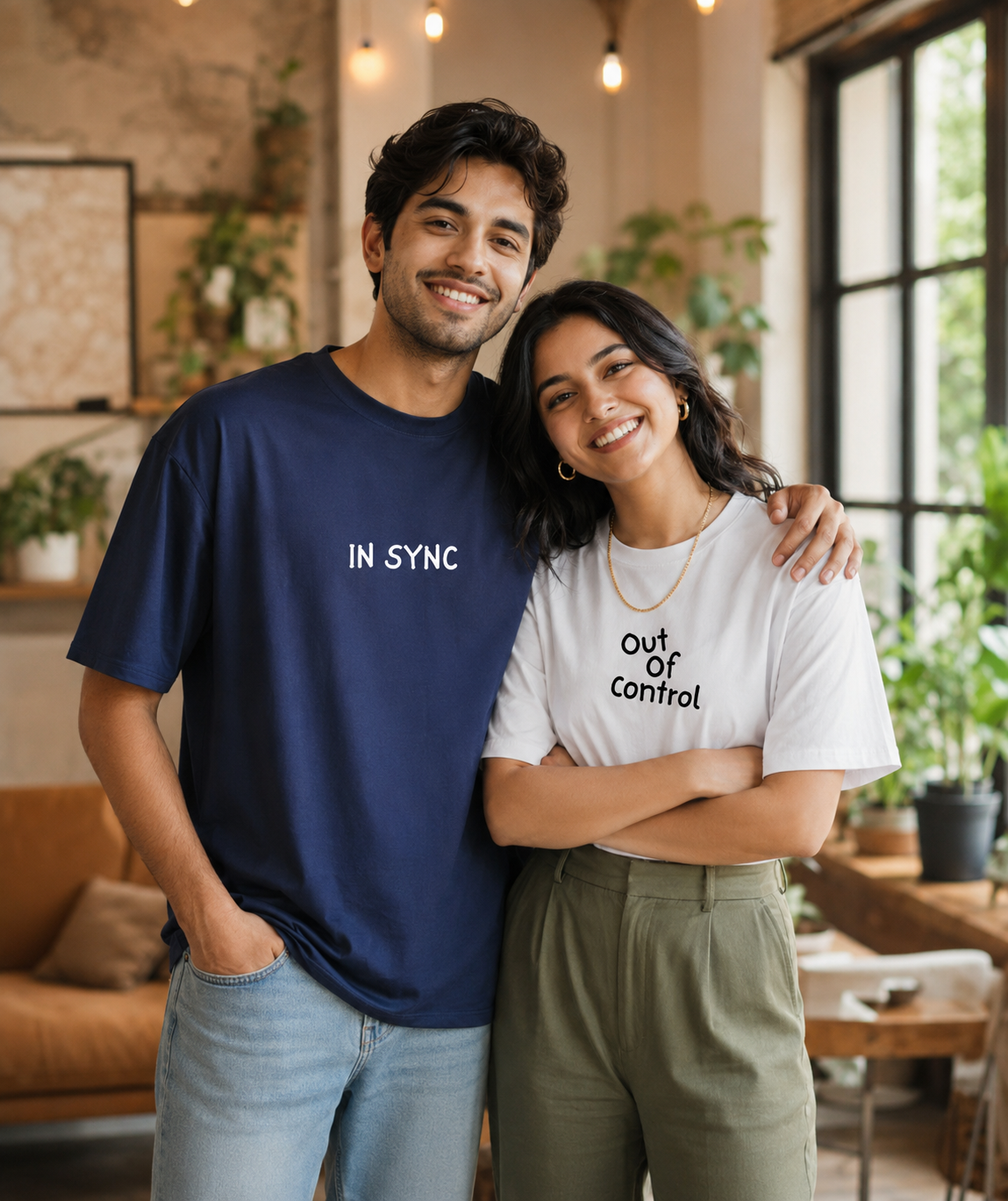 In Sync / Out of Control – Couple Oversized Fit T-shirts (Set of 2)