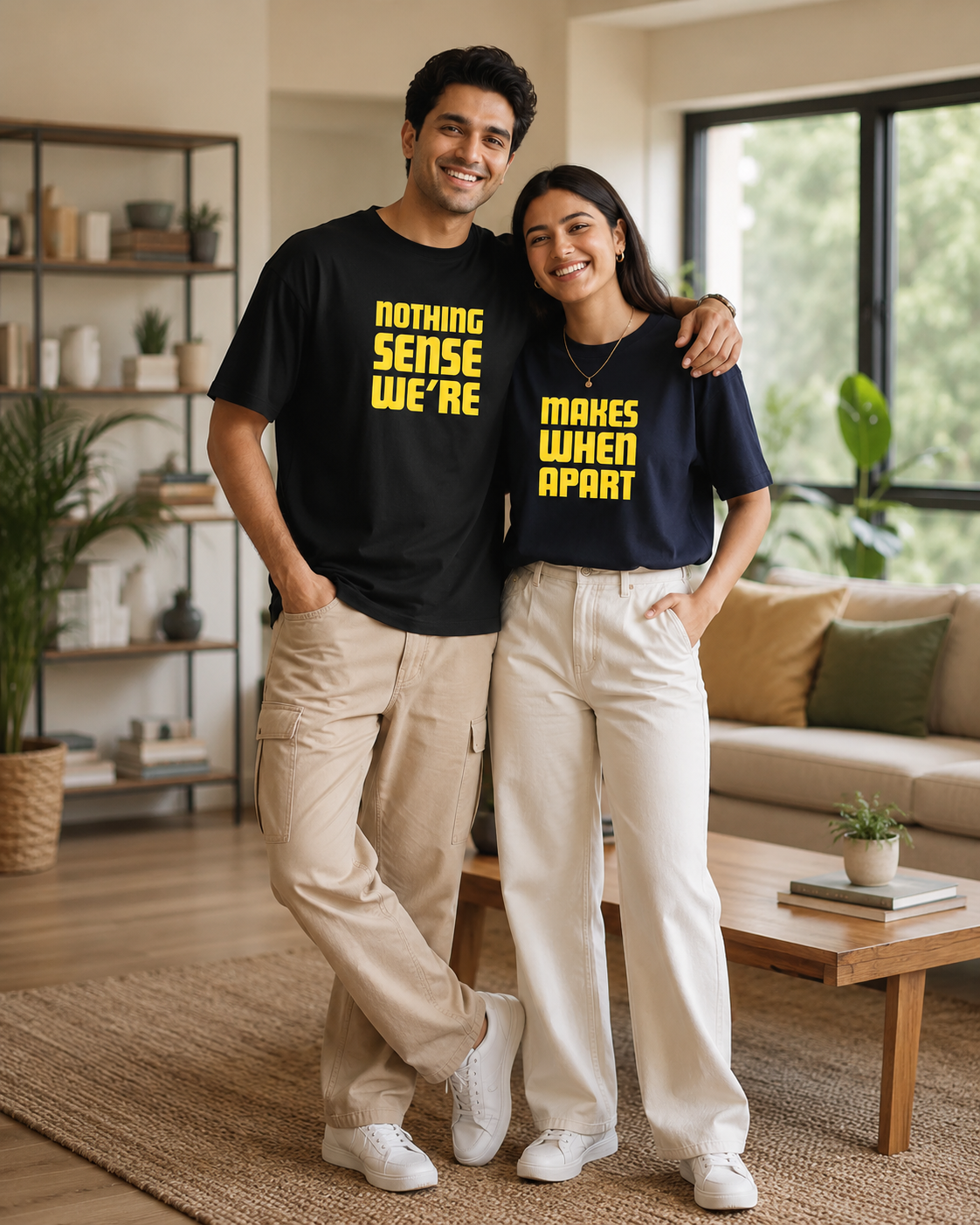 Nothing Makes Sense When We're Apart – Couple Oversized Fit T-shirts (Set of 2)
