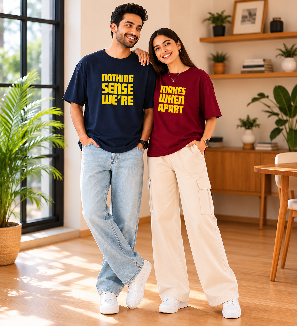 Nothing Makes Sense When We're Apart – Couple Oversized Fit T-shirts (Set of 2)