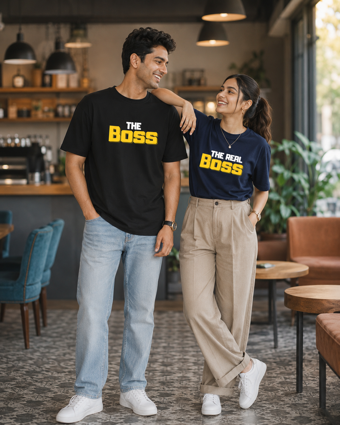 The Boss / The Real Boss – Couple Oversized Fit T-shirts (Set of 2) - Yellow Edition