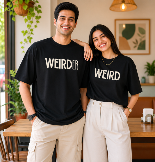 Weird / Weider – Couple Oversized Fit T-shirts (Set of 2)
