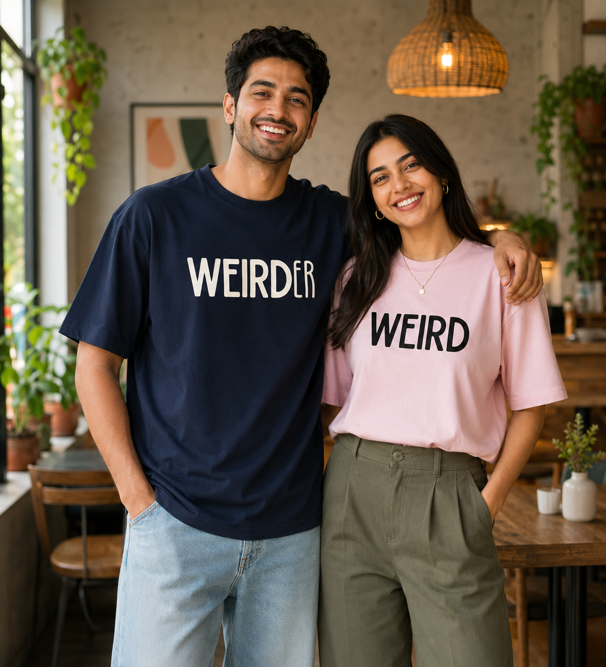 Weird / Weider – Couple Oversized Fit T-shirts (Set of 2)