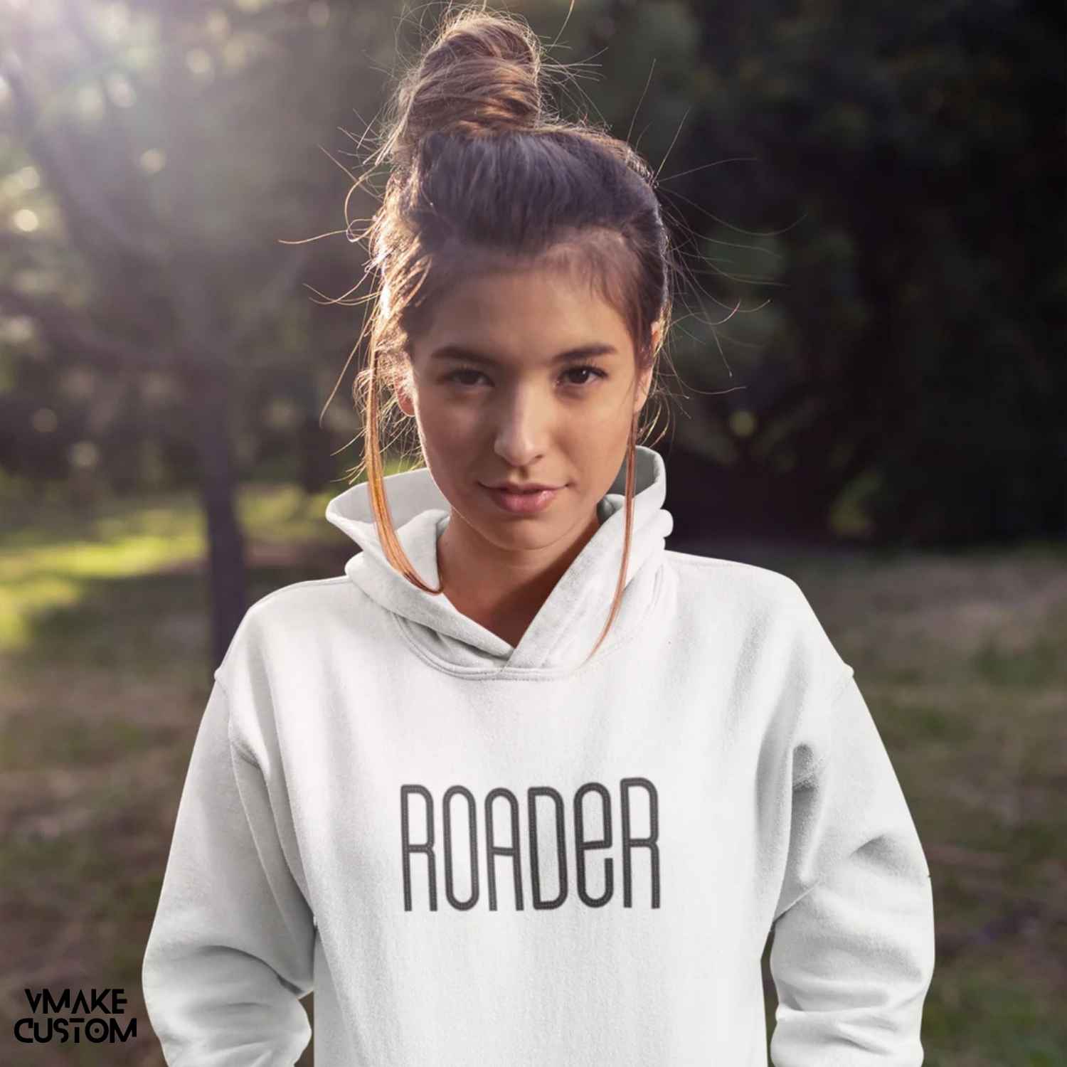 white roader unisex hoodie vmakecustom