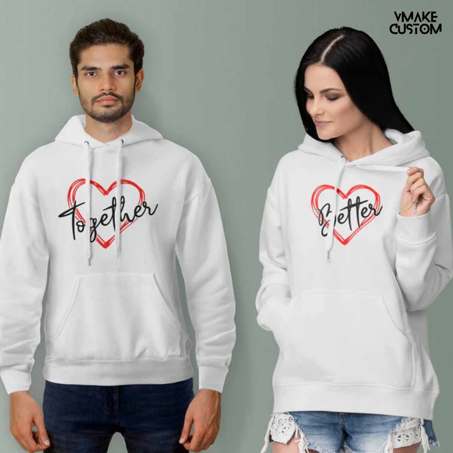 together better white hoodies for couple
